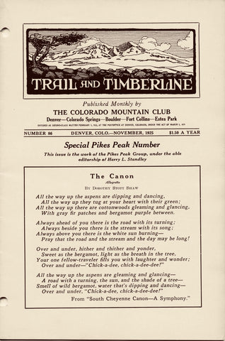 November 1925 - Trail & Timberline - Special Pikes Peak Number